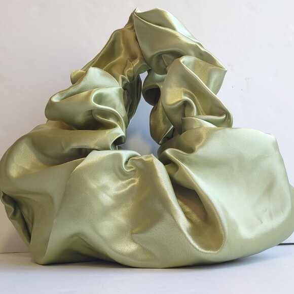 Room Shop Bounce Baguette Bag Mini Satin Hobo Bag Yellow-Green 16" x 9" One Size - Picture 4 of 5